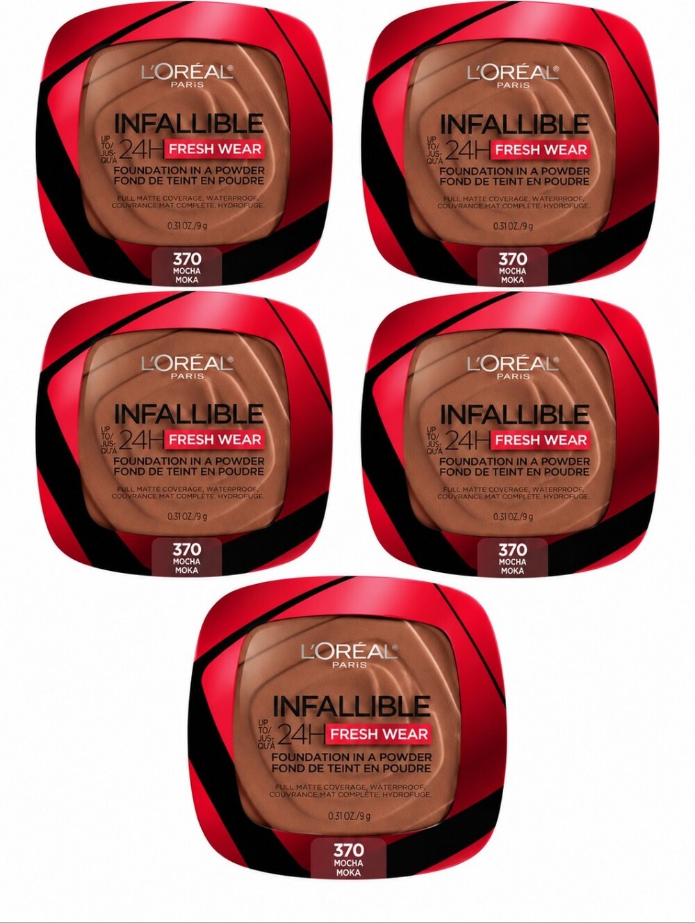 5 x L'Oreal Paris Makeup Infallible Fresh Wear Foundation, 370 Mocha